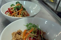 Singapore noodles or Sweet and spicy curried chicken with noodles